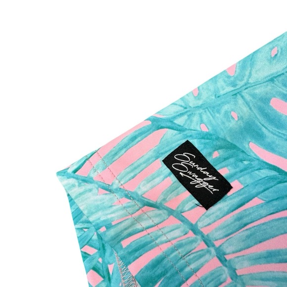 Sunday Swagger Pink Blue Tropical AOP Golf Polo Size XL Mint - Picture 2 of 6